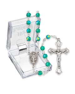 May Emerald Aurora Borealis Birthstone Rosary