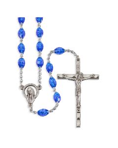 Sapphire Clear Oval Plastic Bead Rosary