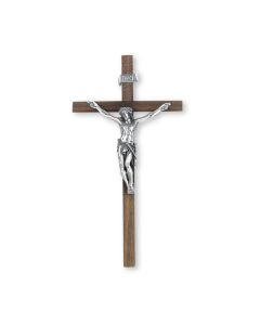 12" Walnut Cross with Antique Fine Pewter Corpus