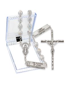 Crystal Aurora Borealis Beads with 20 Mysteries of the Rosary Pater Beads, Boxed