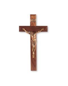 12" Walnut Crucifix with Museum Gold Corpus