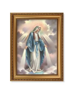 15 1/2" x 19 1/2" Antique Gold Leaf Beveled Frame with Bead Inlay and 12" x 16" Our Lady of Grace Textured Art