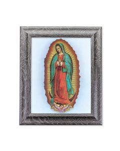 10 1/2" x 12 1/2" Grey Oak Finish Frame with an 8" x 10" Our Lady of Guadalupe Print