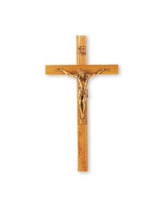 9" Oak Cross with Museum Gold Finish Corpus