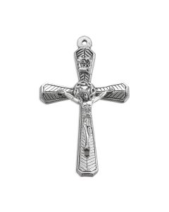 2" Antiqued Silver Oxidized Ribbed Crucifix