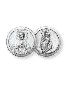 Sacred Heart of Jesus with Our Lady of Mount Carmel Pocket Coin (Sold in Inc. of 10)