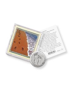 Footprints Pocket Coin with a Holy Card in a Clear Pouch-P65