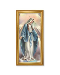 15 1/2" x 29" Gold Leaf Finished Frame with 12' x 26" Our Lady of Grace Textured Art