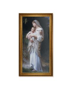 24" x 44" Antique Gold Leaf Beveled Frame with Carved Rope Trim -Divine Innocence Canvas Artwork