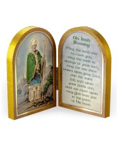 St. Patrick Standing Natural Wood Diptych