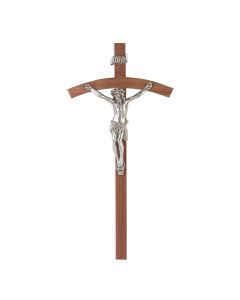 10" Walnut Wood Crucifix with Antiqued Fine Pewter Corpus