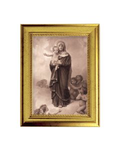 6 3/4" X 8 3/4" Gold Leaf Finish Frame with 5" X 7" Bouguereau: Notre Dame des Anges Textured Art