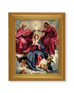 10" x 12" Gold Leaf Finish Beveled Frame with 8" x 10" Crowning of Mary Textured Art