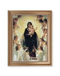 13 1/2" x 16 9/16" Gold Leaf Antique Finished Frame with 11" x 14"  Queen of Angels Textured Art