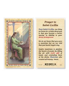 Prayer to St Cecilia Laminated Holy Card. Inc. of 25