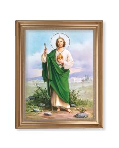 13 1/2" x 16 9/16" Gold Leaf Antique Finished Frame with 11" x 14"  Saint Jude Textured Art
