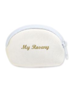 White Neoprene Rosary Case, Gold Stamped with My Rosary