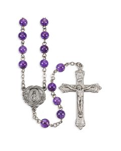 6mm Genuine Amethyst Bead Rosary, Boxed
