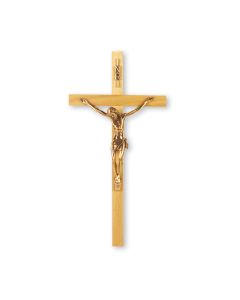 13" Oak Wood Crucifix with Museum Gold Finish Corpus