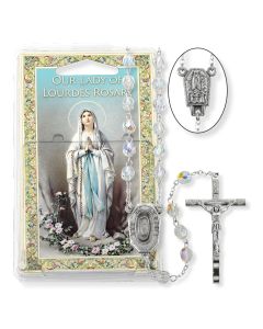 Crystal Bead Lourdes Water Specialty Rosary Boxed
