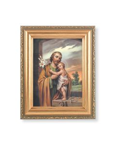 5.5" x 7" Antique Gold Frame with a Saint Joseph Print