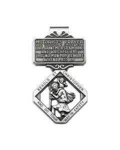 Saint Christopher Auto Visor Clip with Motorist's Prayer (Sold in Inc. of 3)