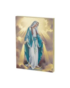 Our Lady of Grace Textured Wood Plaque