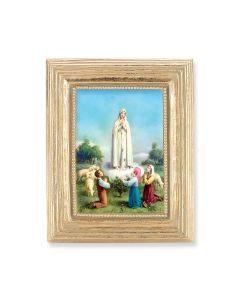 3 3/4" x 4 1/2" Gold Frame with a Our Lady of Fatima Print-P65