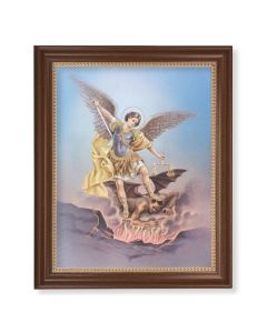 13 1/2" x 16 9/16" Walnut Finished Frame with 11" x 14" Saint Michael Textured Art