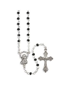 Jet Black Glass Bead Rosary