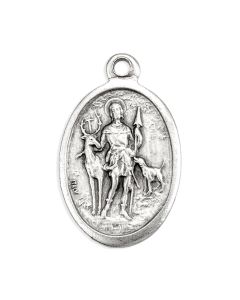 1" Oval Antiqued Silver Oxidized Saint Hubert Medal