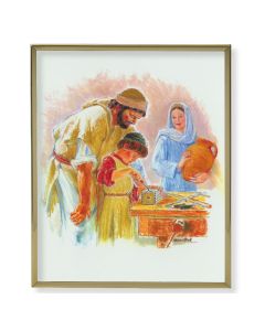 8" x 10" Gold Plaque Frame with a Hook: Jesus the Carpenter Print