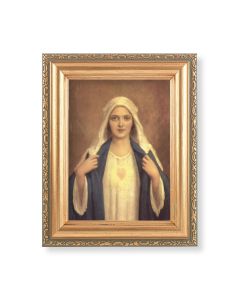 5.5" x 7" Antique Gold Frame with a Chambers: Immaculate Heart of Mary Print