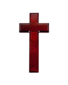 8" DARK CHERRY WOOD CROSS Boxed