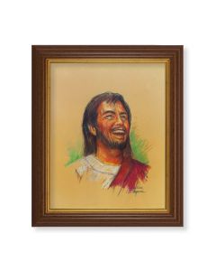 10 1/2" x 12 1/2" Walnut Finish Beveled Frame with 8" x 10" Segura: Laughing Jesus Textured Art