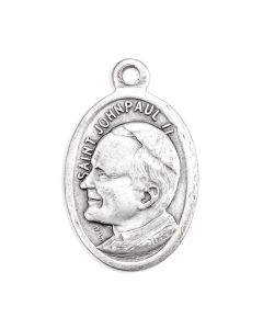 1" Oval Antiqued Silver Oxidized Saint John Paul II Medal