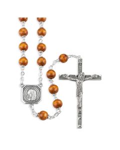 Brown Boxwood Bead Rosary