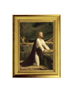 6 3/4" X 8 3/4" Gold Leaf Finish Frame with 5" X 7" Christ of Gethsemane Textured Art