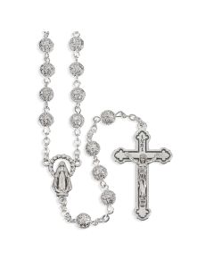 Silver Finished Filigree Bead Rosary