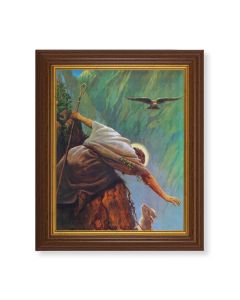 10 1/2" x 12 1/2" Walnut Finish Beveled Frame with 8" x 10" The Lost Sheep Textured Art