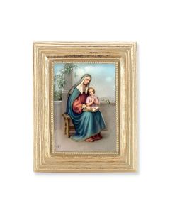 3 3/4" x 4 1/2" Gold Frame with a Saint Anne Print-P65