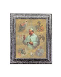 10 1/2" x 12 1/2" Grey Oak Finish Frame with an 8" x 10" St. Pope John Paul II Print