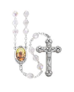 100 Requiem Rosary Crystal Czech Glass Beads and Photo Centerpiece, Boxed
