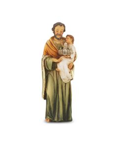 4" Cold Cast Resin Hand Painted Statue of Saint Joseph in a Deluxe Window Box-P65