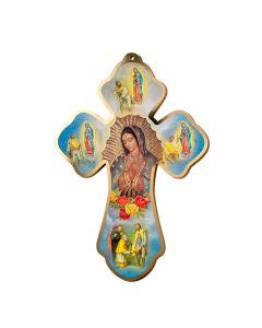 5" O.L. of Guadalupe Bust Image Cross with Juan Diego