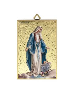 4" x 6" Gold Foil Our Lady of Grace Mosaic Plaque in Spanish