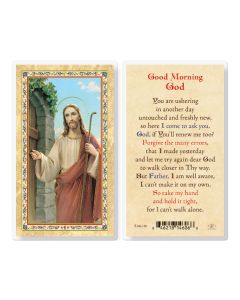 Good Morning - Christ Knocking Laminated Holy Card. Inc. of 25