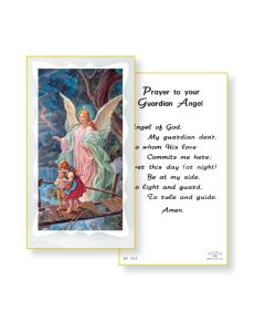Guardian Angel on the Bridge Holy Card 