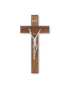 10" Walnut Cross with an Italian Silver Finish Corpus