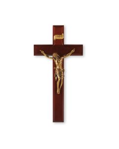 11" Dark Cherry Cross with a Museum Gold Finish Corpus